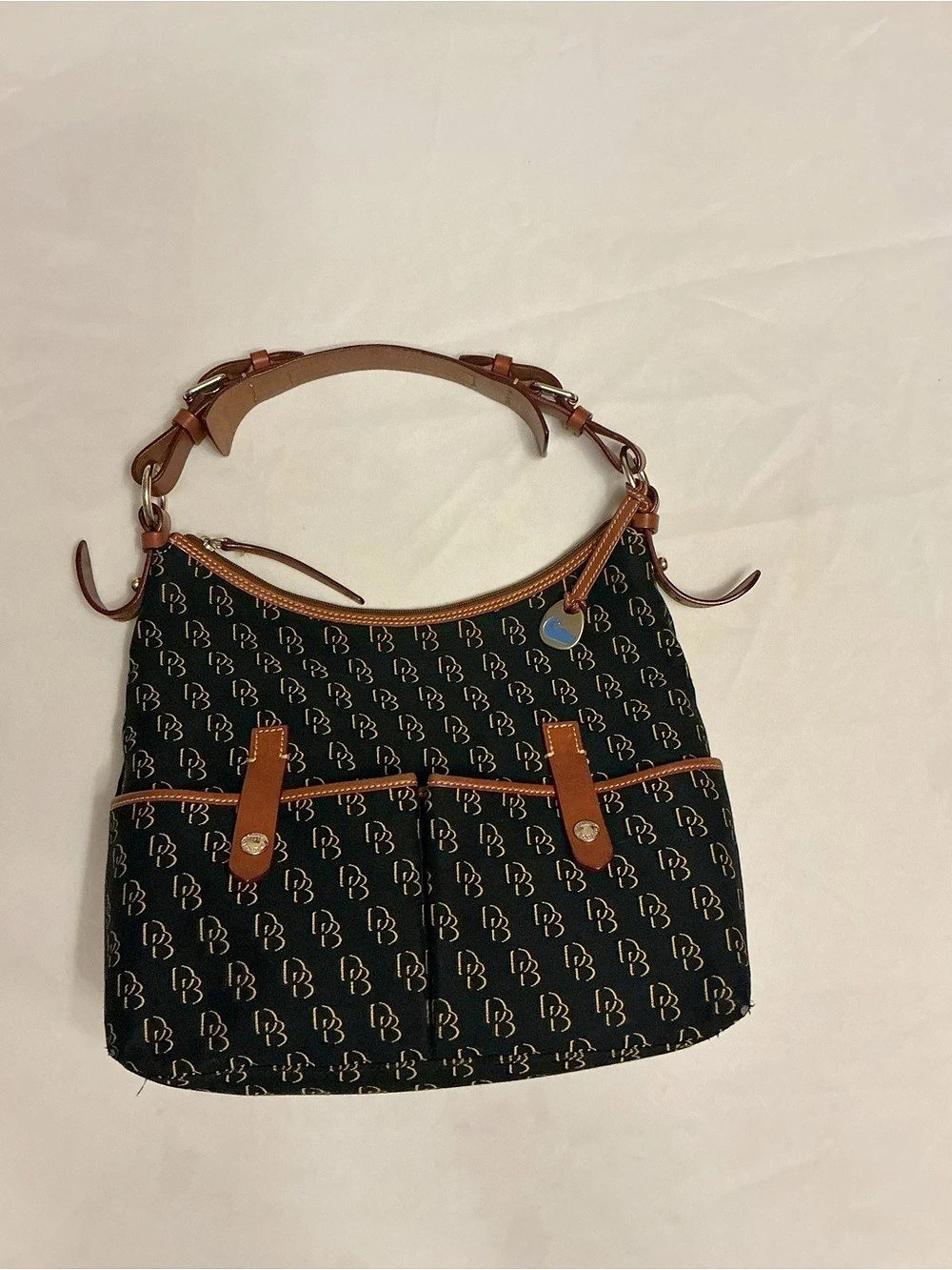 Dooney & Bourke Nylon Hobo Bag with Front Pockets Black & Brown